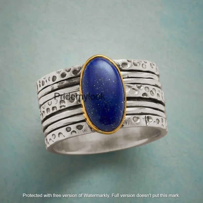 Lapis Lazuli 925 Solid Sterling Silver Jewelry Spinner Ring