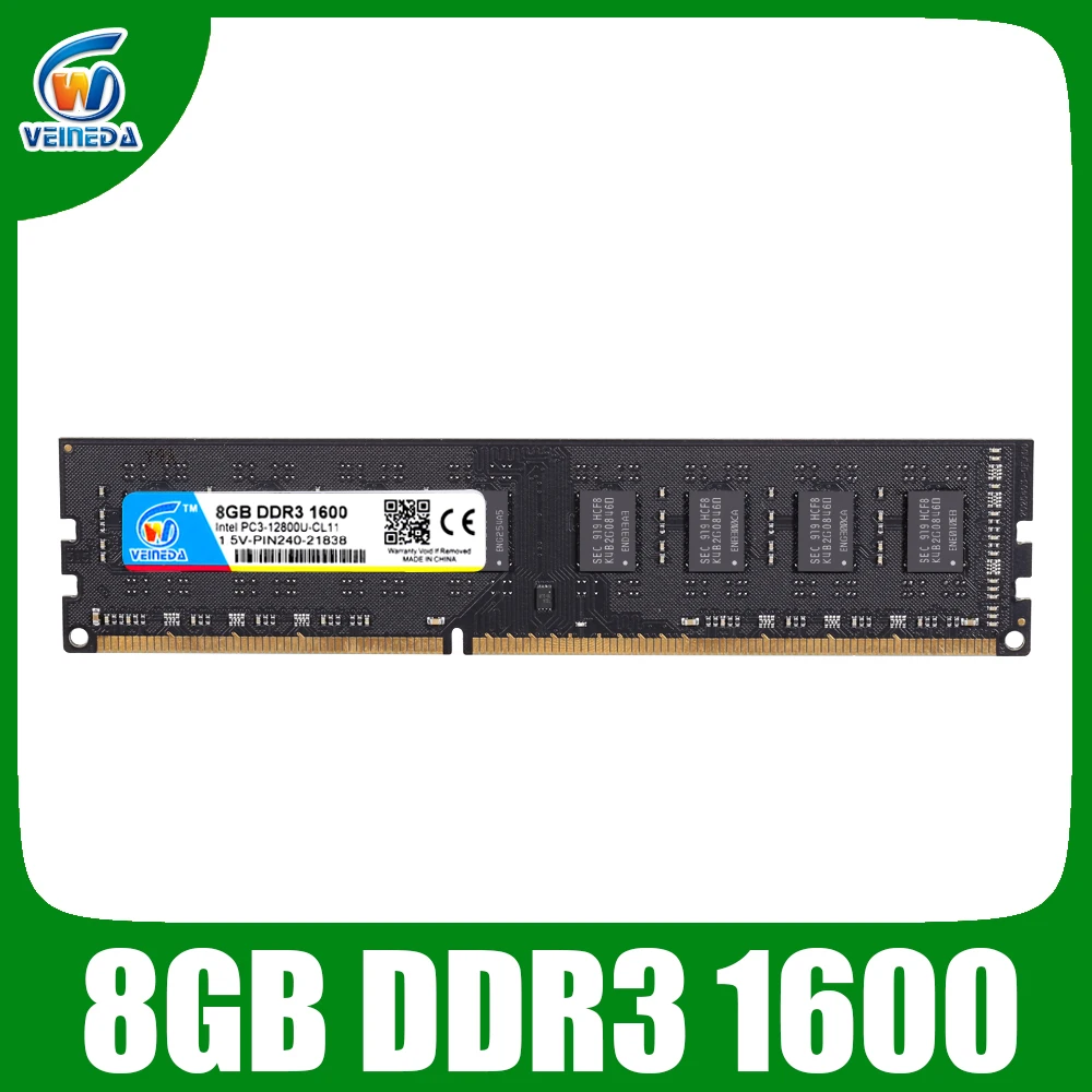 VEINEDA-memoria ram ddr3, 16gb, 4x4gb, dimm ddr3 para todos los PC3-12800  de escritorio Intel AMD, ddr3 1600, 240 pines - AliExpress