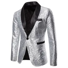 Puimentiua Men's Autumn Suit Large Size Hem One Button Blazer Coat Cocktail Sequined Jacket Casual Dance Sequined Suit NEW