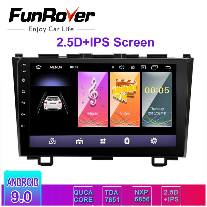 

FUNROVER 2.5D+IPS Car Multimedia Player 2 Din Android 9.0 radio For Honda/CR-V/CRV 2006-2011 Auto Radio GPS Navigation no dvd
