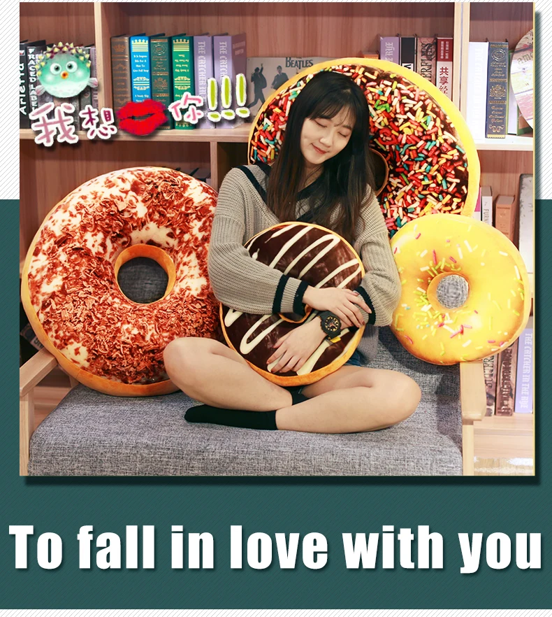 Funny Chocolate Donuts Sofa Seat Cushion Christmas Donuts Pillow Xmas Kid Present Toy Gifts Car Seat Mats 40cm Circle Foam