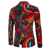 Fashion Men Slim fit Casual Blazers Men Nation Style 3D Flower Printed Long Sleeve Mens Suits Casual Lapel Party Club Tuxedo 4