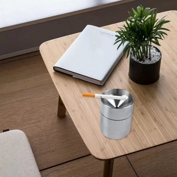 

Stainless Steel Car Ashtray Smokeless Auto Cigarette Ashtray Ash Holder Creative Windproof Business Gift Car Car With Lid Ashtra