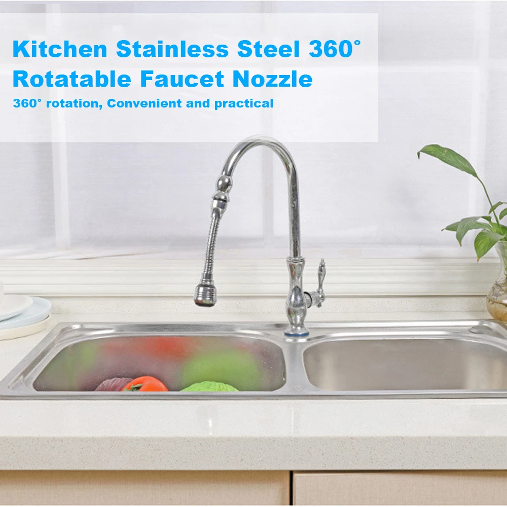 Stainless Steel Rotatable Water Saving Tap Faucet Nozzle Sprayer 360 Degree Swivel Faucet Extender Diffuser Kitchen Accessories