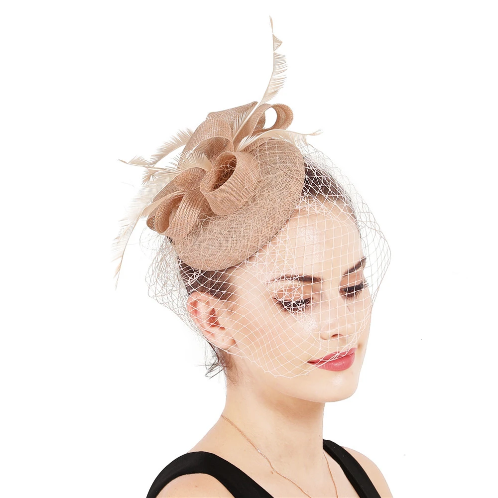Mingli Tengda Bride Headwear Small Formal Wedding Hat Cheongsam Hair Decorate Hat Cover Face Veil Ornaments Mariage Accessories