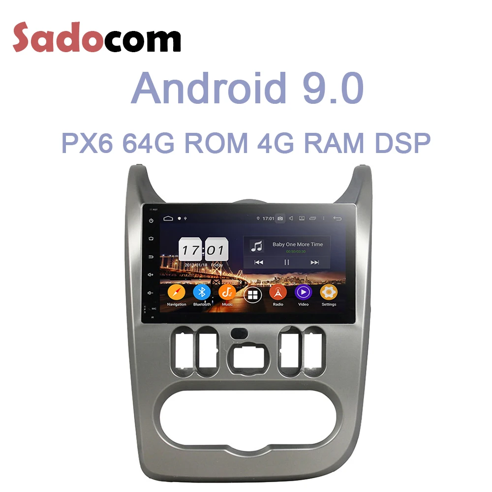 " DSP ips Android 9,0 64g+ 4GB ram автомобильный dvd-плеер для Renault Logan Sandero Duster gps ГЛОНАСС карта Авторадио Bluetooth