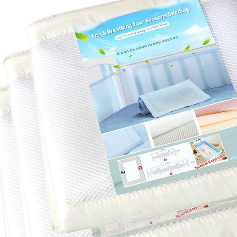 Babycare бампер для кроватки, подходит для стандартных и других кроваток, мягкие бамперы для кроватки, полная защита, сетчатый бампер для кроватки(белый