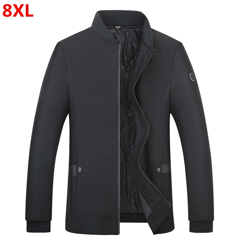 Осенняя и зимняя Толстая куртка для мужчин размера плюс XL 8XL Бейсбольный воротник плюс хлопковая куртка мужская Тонкая хлопковая куртка 7XL