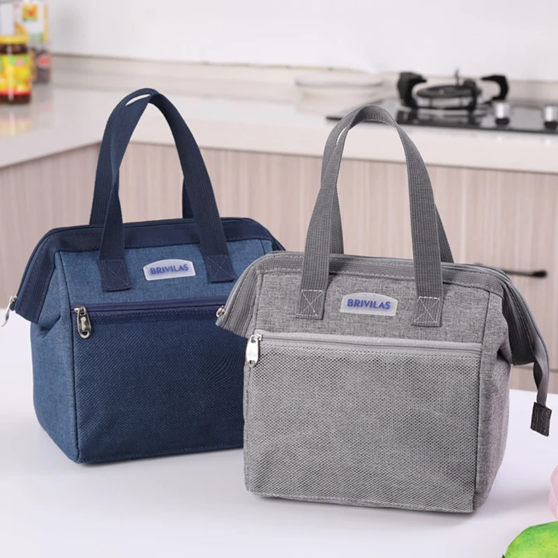 Simple Lunch Bag Cotton Frog Mouth Food Picnic Ice Bag Insulated Tote Cooler Bag Thermal Child Big Capacity Women Aluminum Foil