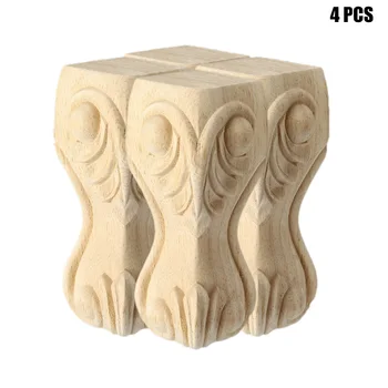 

4pcs European Style Carved Bed Riser Furniture Legs Solid Wood Easy Install Stable Strong Bearing Table Durable Home Accessories