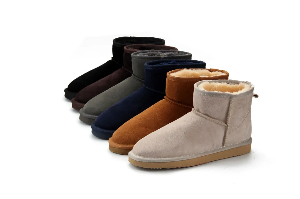 Australia Women Snow Boots Genuine Cowhide Leather Ankle Boots Warm Winter Boots Woman shoes large size 34-44