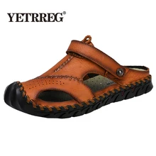 Новинка; Классические Летние Удобные повседневные пляжные мужские шлепанцы; модные мужские сандалии; высококачественные сандалии из мягкой кожи; большие размеры 38-48