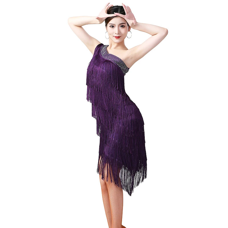 Ladies 1920s Flapper Dress Charleston Party Sequined Fringe Latin Dance Dress 