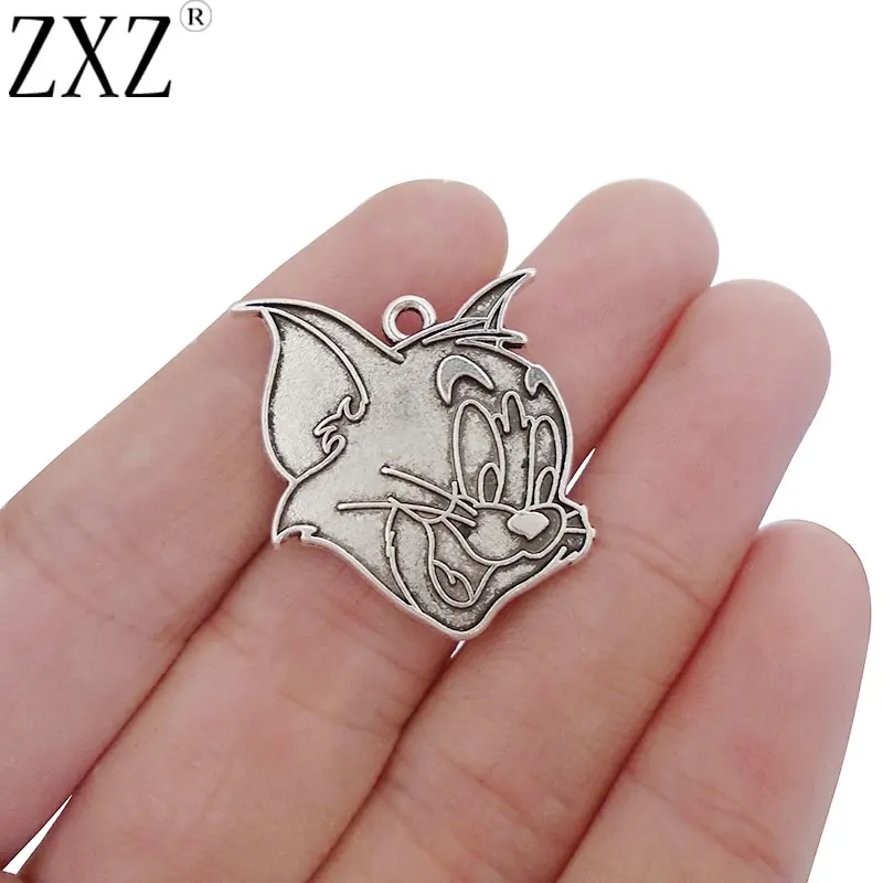 

ZXZ 10pcs Cartoon Tom Cat Charms Pendants Beads For Animal Necklace Bracelet Jewelry Making Findings 31x29mm
