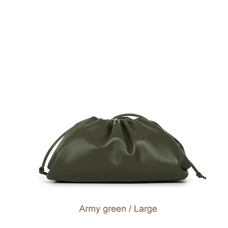 Сумочка облако кожаная женская сумка Новая модная сумка через плечо модели звезд Мягкая Сумка Хобо клатч минималистичный фирменный дизайн - Цвет: Army Green Large