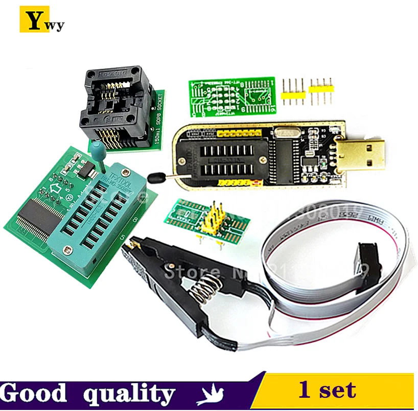 

CH341A 24 25 Series EEPROM Flash BIOS USB Programmer Module + SOIC8 SOP8 Test Clip + 1.8V adapter + SOIC8 adapter DIY KIT