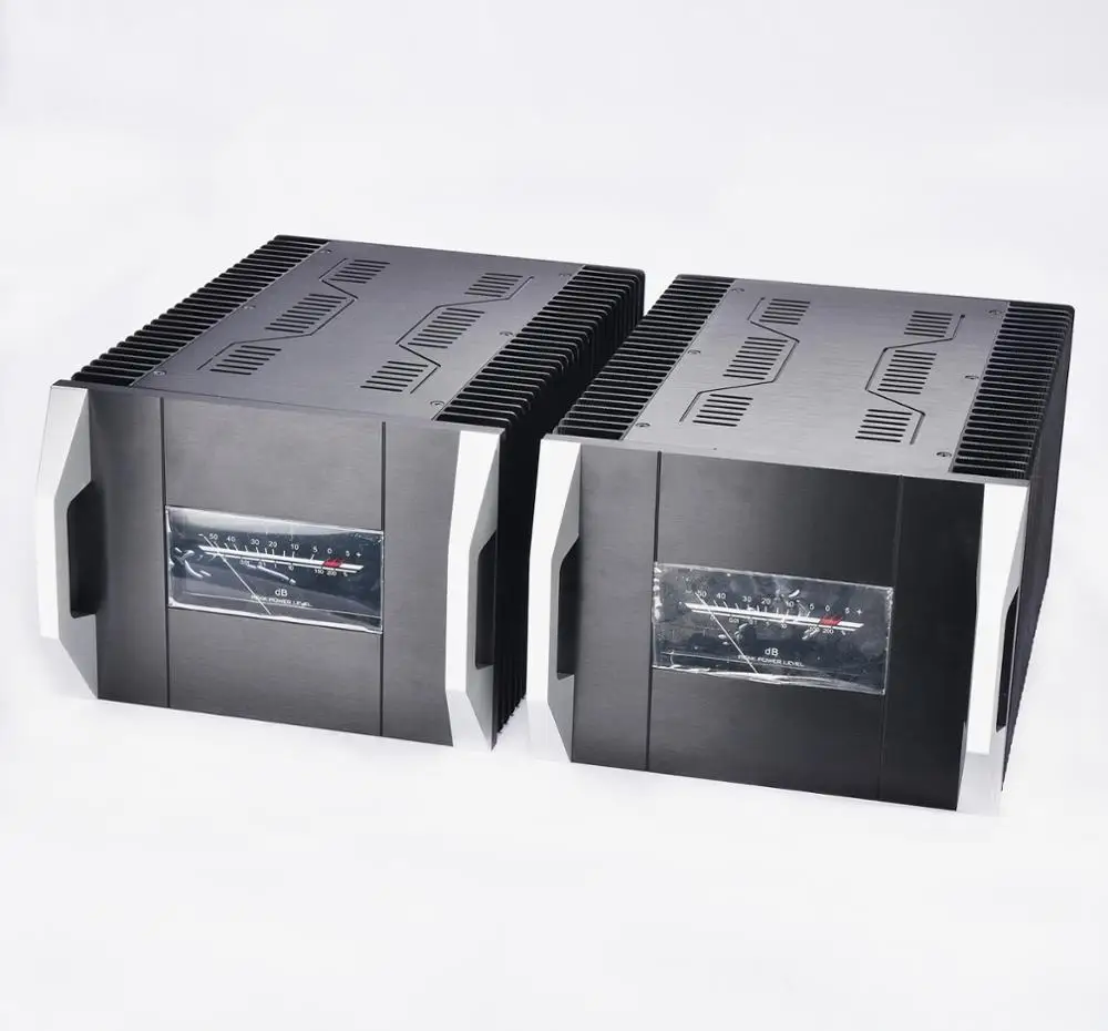 

1pair balck full Aluminum class A amplifier chassis VU meter Amp case heatsink