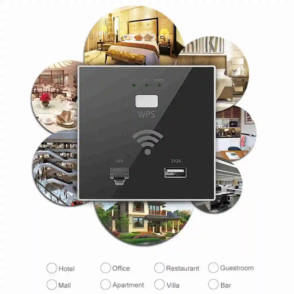 Настенный Wi-Fi маршрутизатор 300 Мбит/с точка доступа Беспроводная розетка Ap с Rj45 Usb Wps шифрование для домашнего отеля проект поддержка Ac Ma