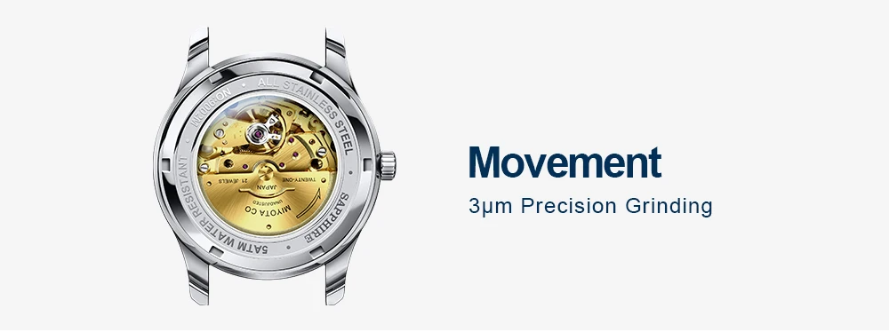 Механические деловые Модные Мужской роскошный бренд часов Japn MIYOTA автоматические мужские часы с календарем водонепроницаемые мужские часы 50 м