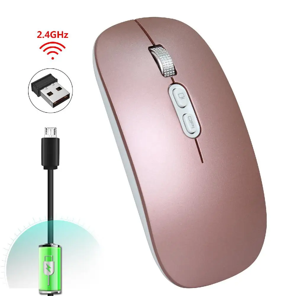Rose gold Studyset M103 перезаряжаемая беспроводная мышь Mute 2,4G приемник один клик Назад Встроенная литиевая батарея мышь - Цвет: Rose gold