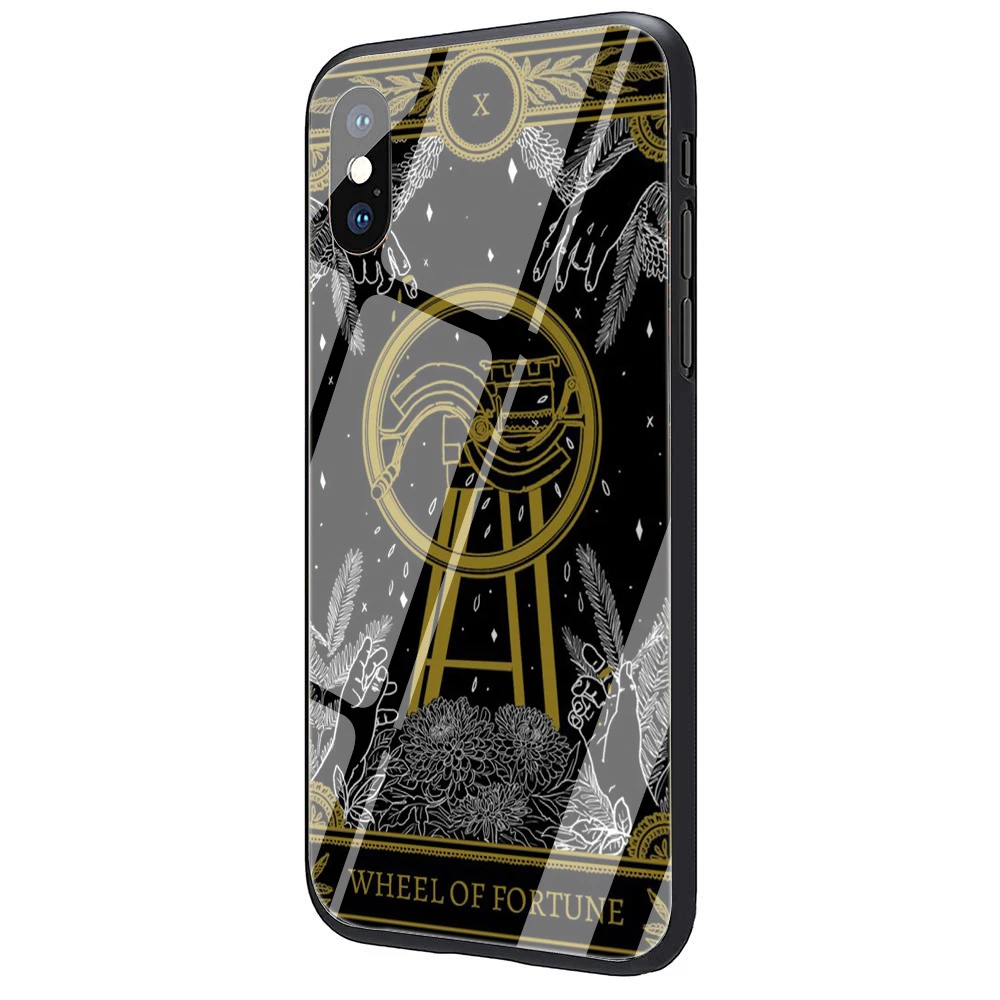 EWAU Таро смерти Coque оболочка закаленное стекло чехол для телефона чехол для iPhone 5 5S SE 6 6s 7 8 Plus X XR XS 11 Pro Max