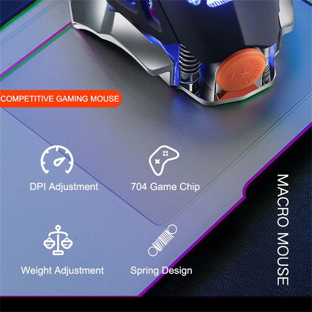 Модная Проводная офисная игровая мышь V9 2400 dpi, Проводная Механическая игровая мышь с подсветкой, 6 кнопок, программирование макросъемки, серебристая проводная мышь