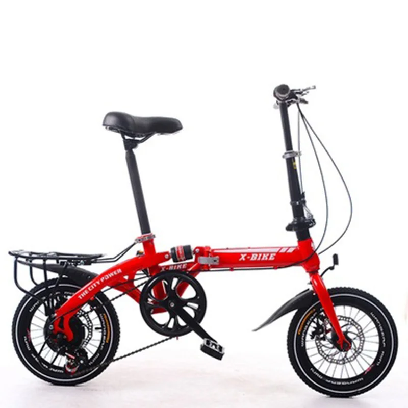 Adult Folding Bike 16-Inch Speed Change Two-Disc Brake Folding Car Small Wheel Portable Student Leisure Bicycle