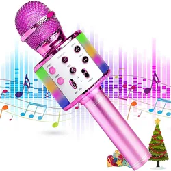 Microphone Karaoké Portatif Amusant, Jouets Pour Fille De 4 à 15 Ans Et Pour Garçon de 8 9 10 11 Ans, Cadeaux D'Anniversaire 