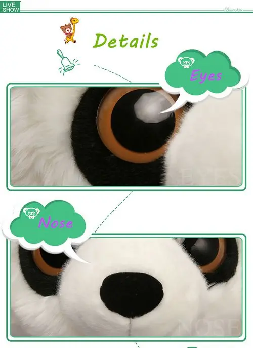 Fancytrader 24'' Pop Kawaii Plush Panda Toy Big Soft Stuffed Anime Panda Doll Gifts for Children 60cm 2 Sizes Available (13)