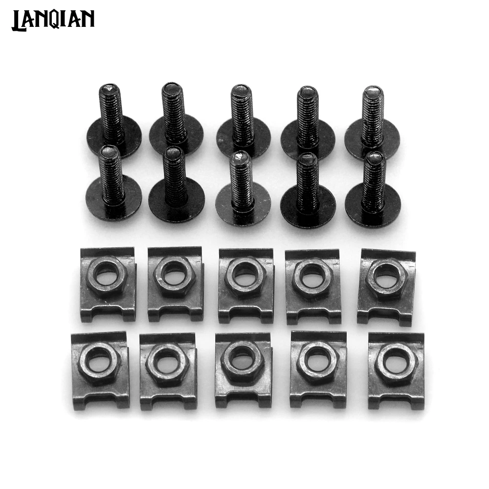 Black Универсальные мотоциклетные винты обтекателей крепежные болты зажимы винтовые гайки для Yamaha XJR1300 RACER FJR 1300 FJ-09 MT-09 TRACER MT-10 - Название цвета: Black