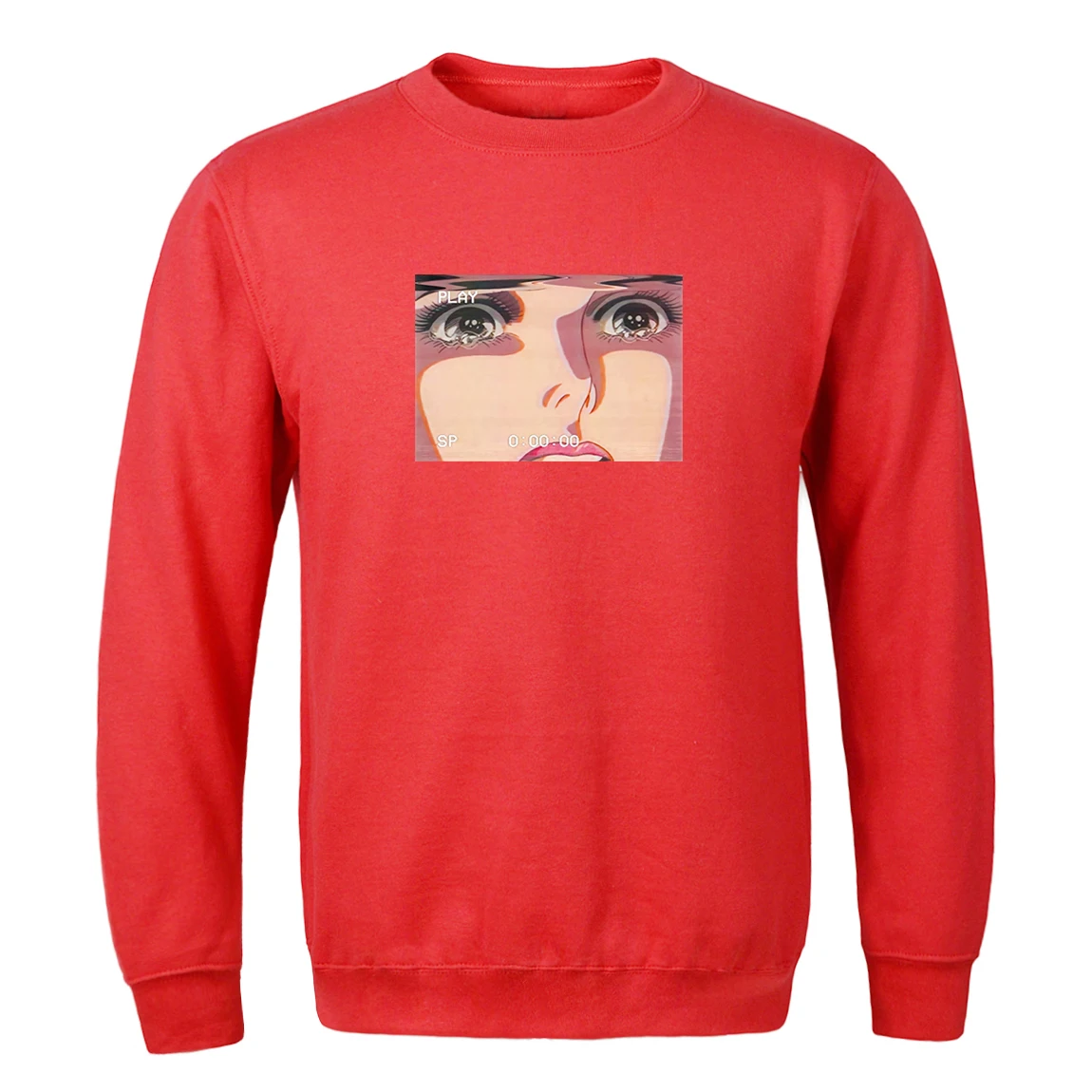 Sad Ретро аниме плач глаза 2020 Толстовка весна осень сплошной цвет одежда Vaporwave