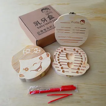 

Children'S Baby Wooden Baby Baby Teeth Box Collection Commemorative Tooth Shape Storage Preservation