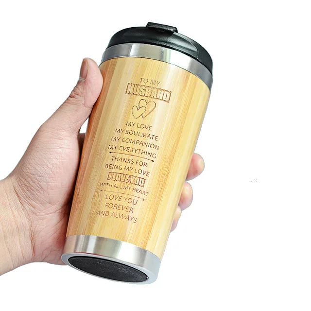 400MLTravel Coffee Mugs Bamboo Stainless Steel Cup Coffee Drink Bottle Flask Bambu Water Mugs For Mother's Day Gift 4