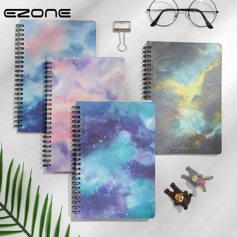 

EZONE B5 Starry Night Notebook Thicken Notebook Sprial Loose Leaf Notebook Freshness Craetive Memo Pad School Office Stationery