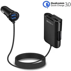 Chargeur rapide QC 3.0 pour voiture, pour sièges avant et arrière, adaptateur allume cigare avec 4 Ports USB, pour véhicule 