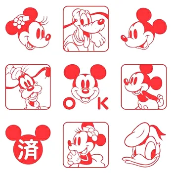 

9pcs/set Cute Mickey Mouse Minnie Stamp DIY Toy Self Inking Photosensitive Seal Without Handle Funny Planner Scrapbooking Stamps