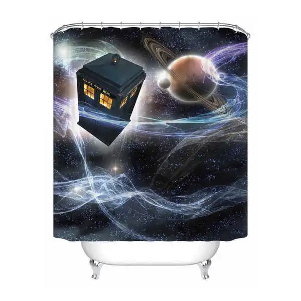 Shower Curtain Пользовательские Водонепроницаемый душ Шторы Ван Гог ночь Доктор Кто Печатный Ванная комната Декор различные размеры#180320-02-251 - Цвет: Shower Curtain