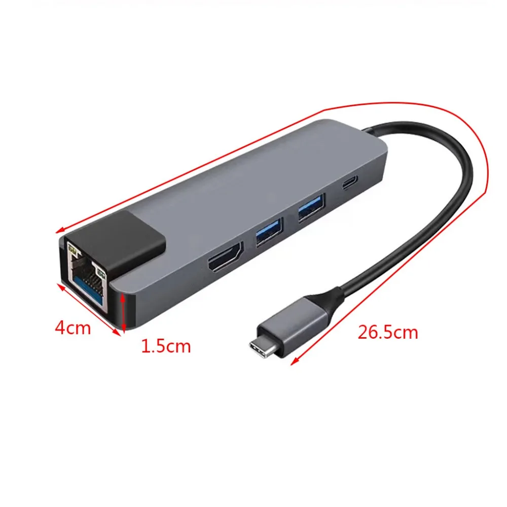 5 в 1 usb type C концентратор HDMI 4K USB C концентратор к Gigabit Ethernet Rj45 Lan адаптер для MacBook Pro USB-C зарядное устройство конвертер