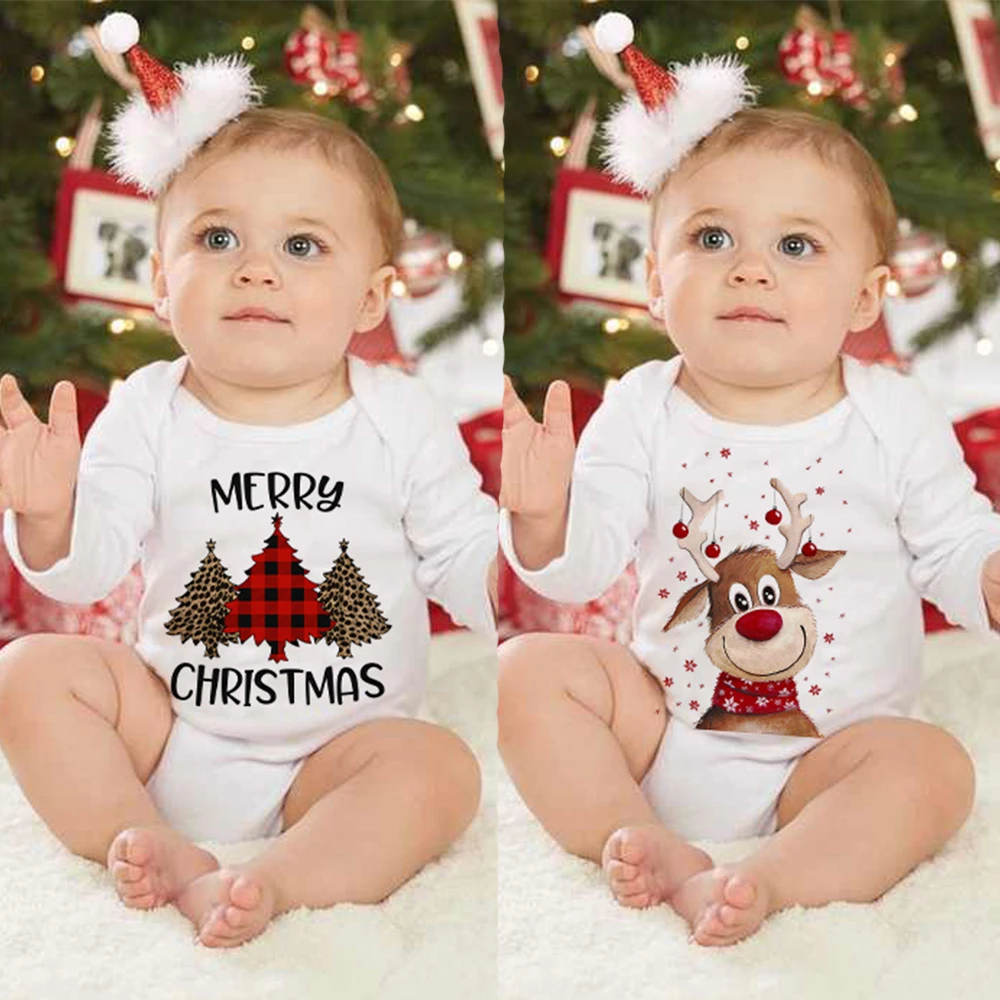 Merry Christmas Toddler Baby Long Sleeve Romper Jumpsuit Infant Newborn Girls Boys Outfit Christmas Deer Print Clothes Gifts bamboo baby bodysuits	