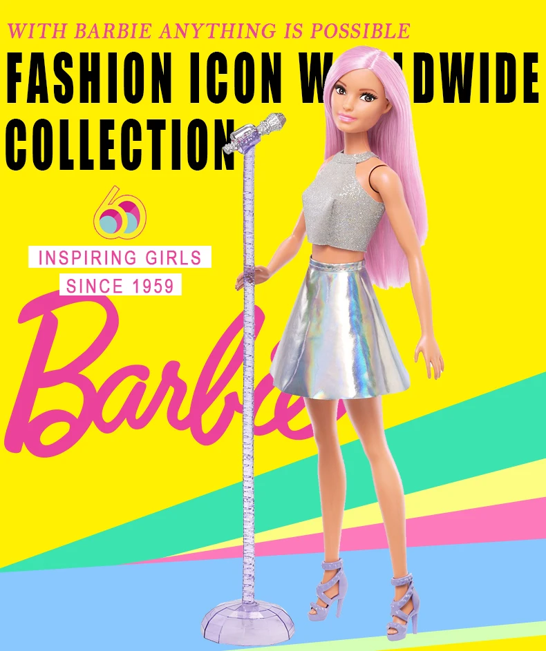 Genuine Barbie Doll Shining Dreamy Rock Singer Super Star Girl Princess Birthday Gift Toys for Children FXN98 GBK09 FXL44