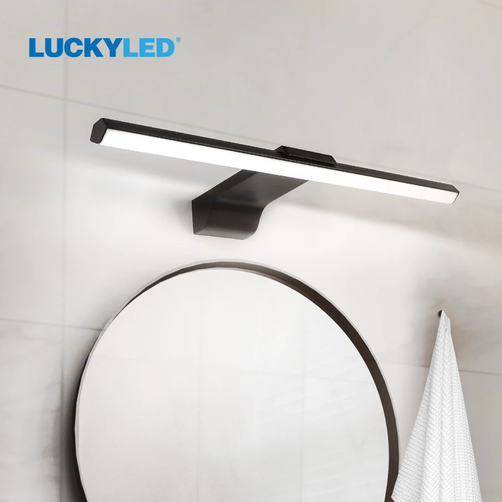 LUCKYLED 벽 램프, 욕실 블랙 220V 110V, 현대 거울 벽 조명 기구, 빈티지 실내 침실 거실 벽 스콘스