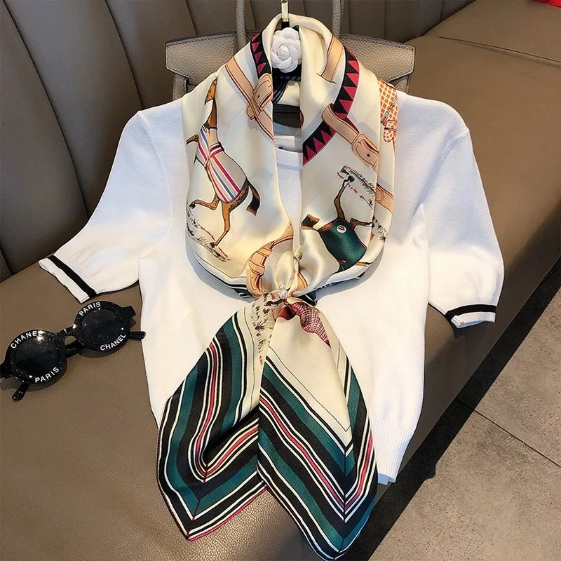 2020 New Design Brand Silk Scarves Autumn Women Shawls and Wraps Print Hijabs Scarfs Foulard Femme Pashmina Beach Stoles Luxury