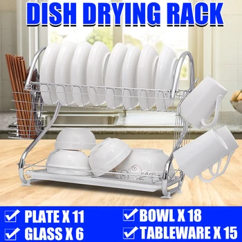 

Double Tier Kitchen Storage Shelf Drain Rack Drainer Dish Dripping Rack Tableware Storage Rack Cup Holder Cutting Board Holder