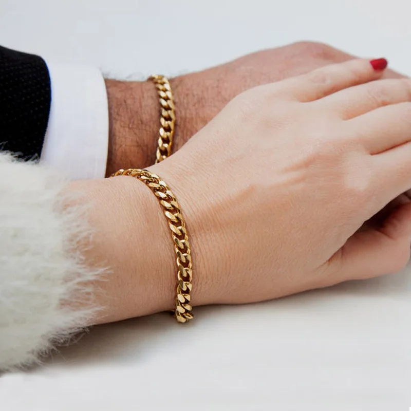 Bracciale Catena Uomo 12mm Acciaio Inox 316L - Colori Argento, Oro, Nero - Cuban Curb