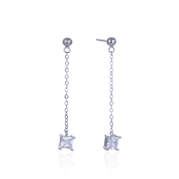 

Solid S925 Sterling Silver Long Earrings Female Wedding Engagement Earrings Excellent Quality Lasting Forever CHDAR001821