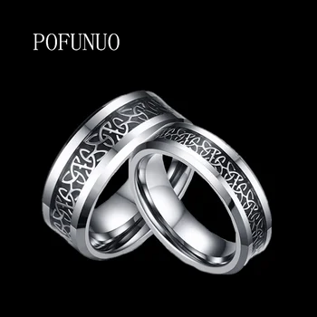 

POFUNUO Men's Ring Tungsten Ring for Couple fashion Wedding Classic Jewelry Engagement Party RING Comfort Fit free shipping