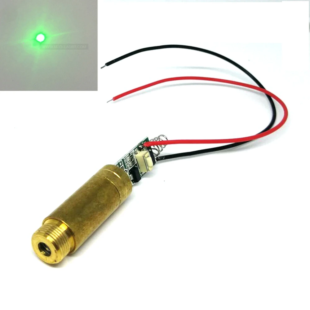 Industrial Brass 532nm Green Lights 10mw Laser Dot/Line Module 3V Spring Switch