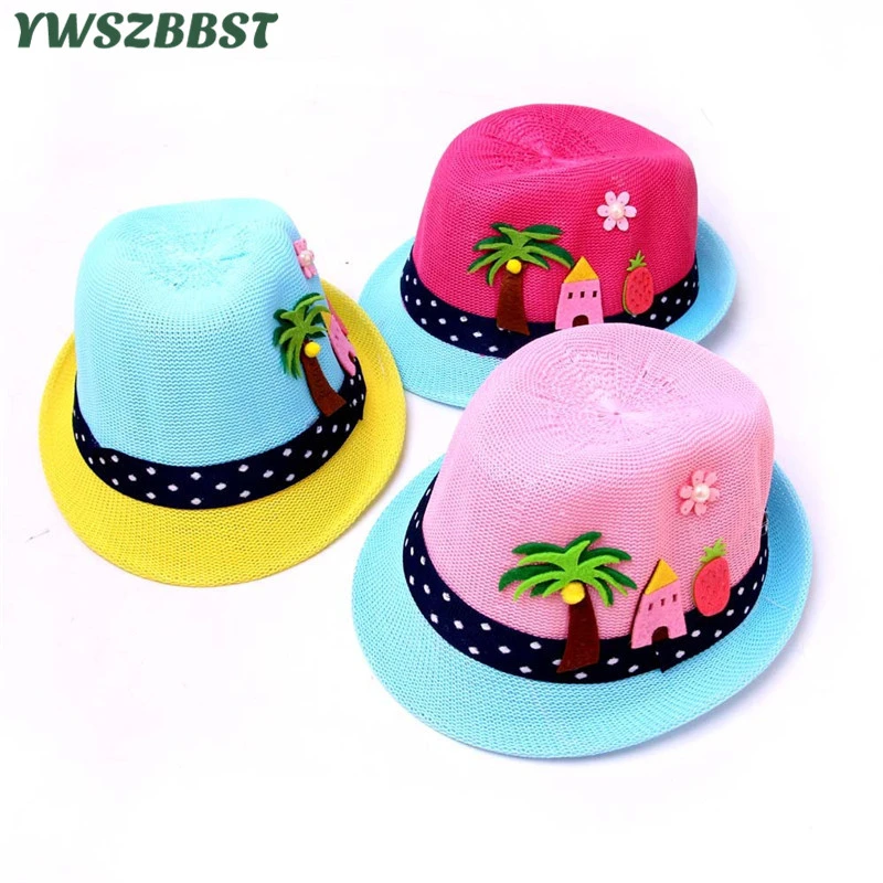 New Spring Summer Boys Girls Sun Hat Coconut Tree House Baby Straw Hat Kids Sun Cap Baby Bucket Hats Boys Girls Brim Beach Cap Hats Caps Aliexpress
