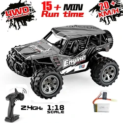 Coche todoterreno de control remoto 4x4 para niños, vehículo teledirigido a escala 1:18, 2,4G, alta velocidad, 20 Km/h, todoterreno 4WD