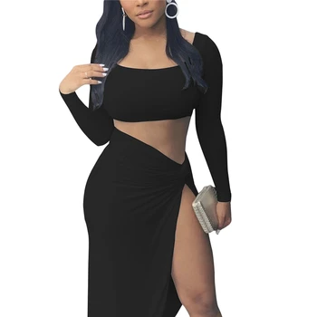 

Fashion Women Sets Sexy Long Sleeve Crop Tops Gypsy Hippie Skirts Clubwear Ladies Beach Top and Skirt Set Holiday Clothes